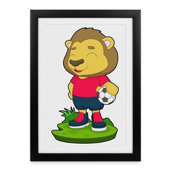Löwe Handballspieler Handball - Gerahmtes Poster (27 × 37 cm) - Schwarz - Vorne