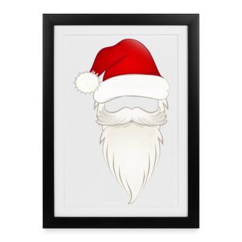 Père Noël Père Noël Barbe et chapeau - Affiche encadrée (27 × 37 cm) - noir - Devant