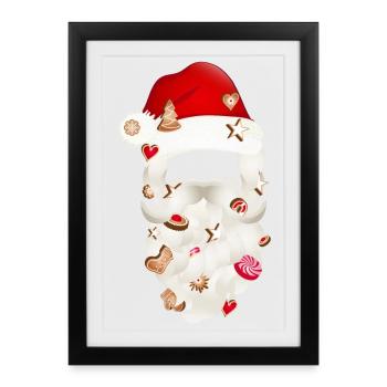 Santa Claus beard studded with Christmas cookies - Framed poster (27 × 37 cm) - black - Front