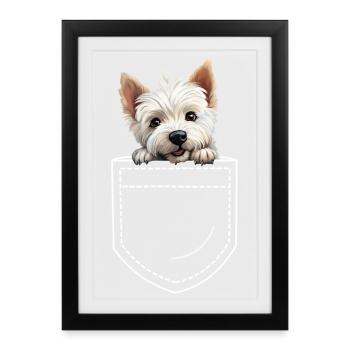 Chien West Highland White Terrier Westie - Affiche encadrée (27 × 37 cm) - noir - Devant
