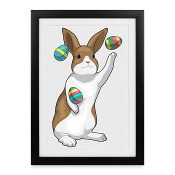 Bunny Easter Juggling - Framed poster (27 × 37 cm) - black - Front