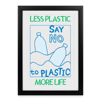 Moins de plastique – plus de vie - Affiche encadrée (27 × 37 cm) - noir - Devant