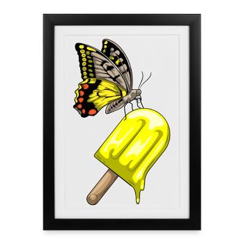 Popsicles papillon - Affiche encadrée (27 × 37 cm) - noir - Devant