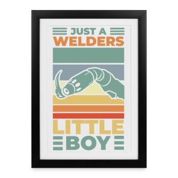 Juste un petit garçon soudeur - Affiche encadrée (27 × 37 cm) - noir - Devant
