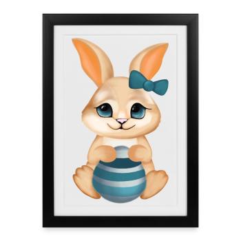 Cute Bunny – Cute Illustration - Framed poster (27 × 37 cm) - black - Front