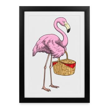 Flamingo Picnic Basket - Framed poster (27 × 37 cm) - black - Front