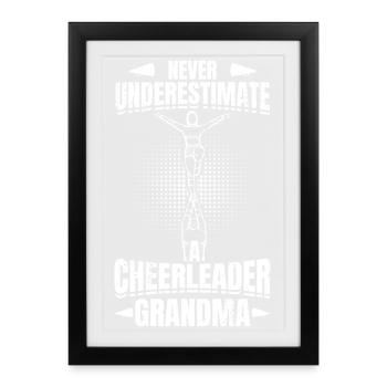 Ne sous-estimez jamais la grand-mère pom-pom girl - Affiche encadrée (27 × 37 cm) - noir - Devant
