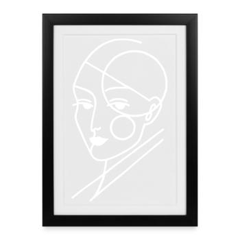 Humain géométrique blanc - Affiche encadrée (27 × 37 cm) - noir - Devant