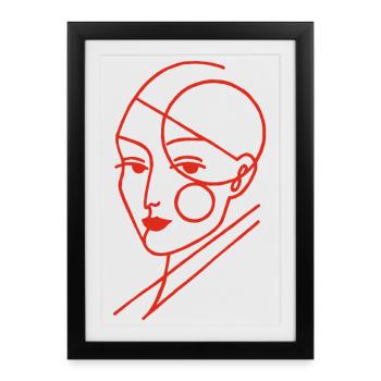 Humain géométrique rouge - Affiche encadrée (27 × 37 cm) - noir - Devant
