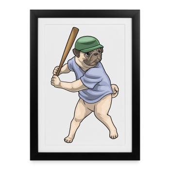 Carlin Baseball Batte de Baseball - Affiche encadrée (27 × 37 cm) - noir - Devant