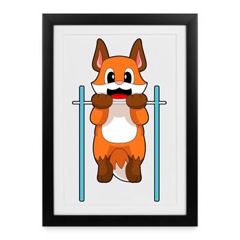 Fox Bodybuilder Tractions Musculation - Affiche encadrée (27 × 37 cm) - noir - Devant