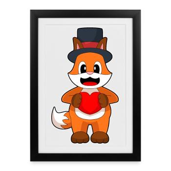 Fox Groom Heart Wedding - Framed poster (27 × 37 cm) - black - Front