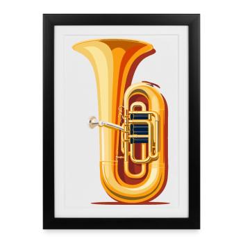 Tuba Graphique - Affiche encadrée (27 × 37 cm) - noir - Devant