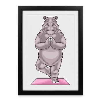 Hippopotamus Yoga Gymnastique - Affiche encadrée (27 × 37 cm) - noir - Devant