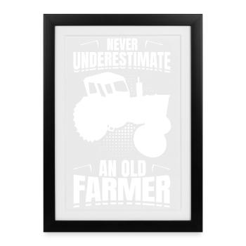 Never underestimate an old farmer - Framed poster (27 × 37 cm) - black - Front