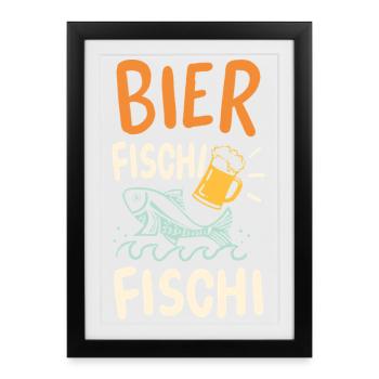 Bier Fischi Fischi Angler Fischer Angeltour Angeln - Gerahmtes Poster (27 × 37 cm) - Schwarz - Vorne