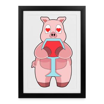 Pork Red Wine - Framed poster (27 × 37 cm) - black - Front