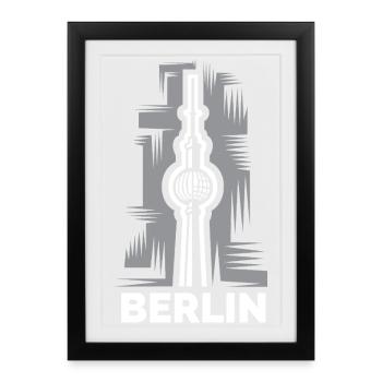 Tour de télévision de Berlin - Symbole de la ville comme logo - Affiche encadrée (27 × 37 cm) - noir - Devant
