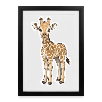 Girafe - Affiche encadrée (27 × 37 cm) - noir - Devant