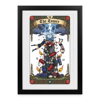 Rugby "The Tower" Tarot card graphic - Framed poster (27 × 37 cm) - black - Front