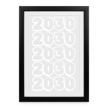 Années futures 2030 Conception - Affiche encadrée (27 × 37 cm) - noir - Devant