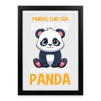 Panda Are Cute I Am Cute Therefore I Am A Panda - Framed poster (27 × 37 cm) - black - Front