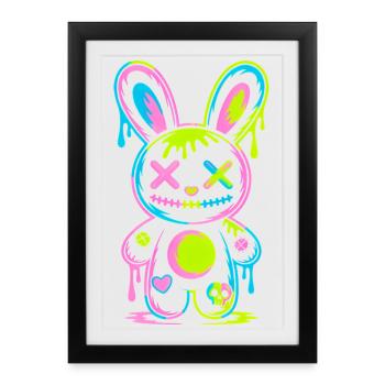 Creepy Cute Kawaii Bunny Neon Gothic Grunge - Framed poster (27 × 37 cm) - black - Front
