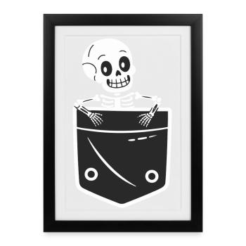 Conception ludique de poche squelette - Affiche encadrée (27 × 37 cm) - noir - Devant