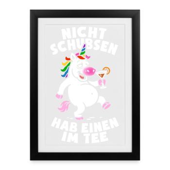 Don't push have one in the tea - unicorn - drink - Framed poster (27 × 37 cm) - black - Front