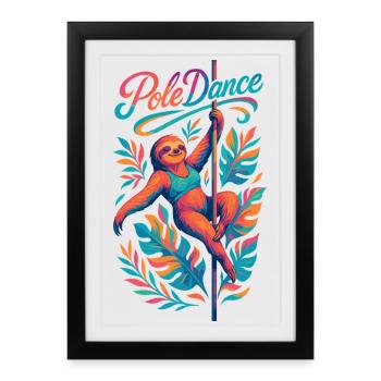 Paresseux Pole Dance Pole Dancer Drôle Cadeau - Affiche encadrée (27 × 37 cm) - noir - Devant