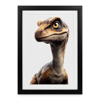 Raptor Vélociraptor Dinosaure Dino Raptors - Affiche encadrée (27 × 37 cm) - noir - Devant