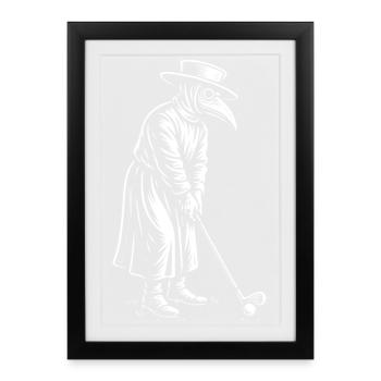 Médecin de la peste jouant au golf - Affiche encadrée (27 × 37 cm) - noir - Devant