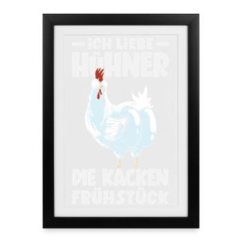 I love chickens – they poop breakfast - Framed poster (27 × 37 cm) - black - Front