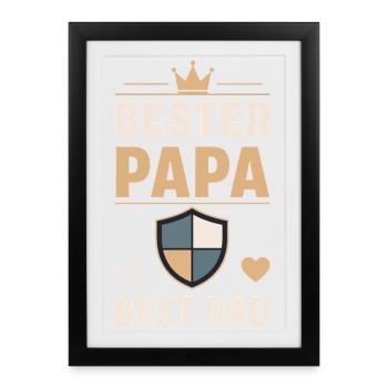 Bester Papa Schild Design - Gerahmtes Poster (27 × 37 cm) - Schwarz - Vorne