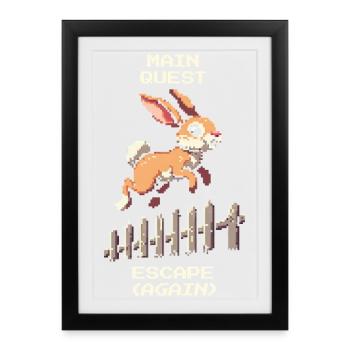 Main Quest Escape | Bunny Escape Joke - Framed poster (27 × 37 cm) - black - Front