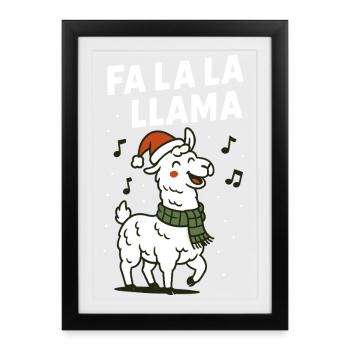 Fa La La Llama Noël en famille - Affiche encadrée (27 × 37 cm) - noir - Devant