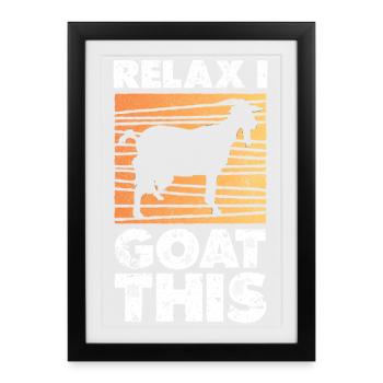 Silhouette de coucher de soleil de chèvre relaxe - Affiche encadrée (27 × 37 cm) - noir - Devant