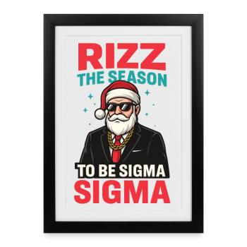 Rizz Christmas Sigma Santa Santa Claus Gen Z - Affiche encadrée (27 × 37 cm) - noir - Devant