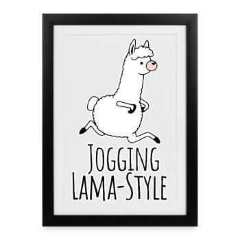Llama-style joggers! Running silly and having fun at the same time! - Framed poster (27 × 37 cm) - black - Front