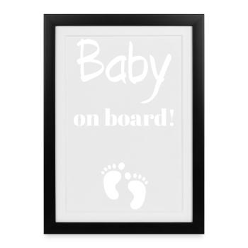 Panneau d’empreinte de bataille à bord du bébé - Affiche encadrée (27 × 37 cm) - noir - Devant