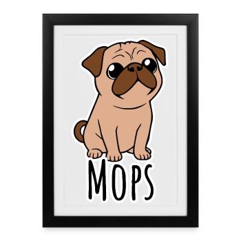 Niedlicher_kleiner_Mops_Hund_Hundemotiv - Affiche encadrée (27 × 37 cm) - noir - Devant