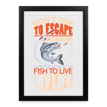 Pêcheurs Pêcheurs Pêcheurs Pêcheurs Pêcheurs Sportifs - Affiche encadrée (27 × 37 cm) - noir - Devant