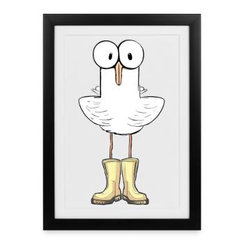 Seagull with rubber boots - The perfect Gesche Lustig - Framed poster (27 × 37 cm) - black - Front