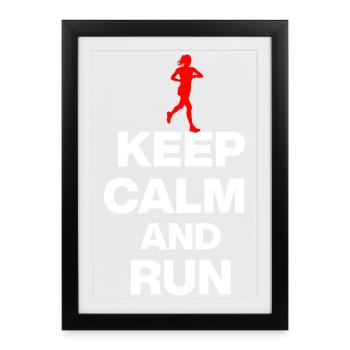 RESTE CALME ET COURS ! JOGGING RACING SPORT FIT blanc - Affiche encadrée (27 × 37 cm) - noir - Devant