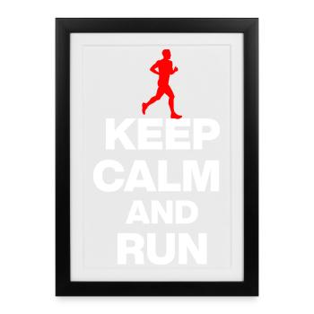 RESTE CALME ET COURS ! POUR LES JOGGEURS ET LES MARATHONIENS w - Affiche encadrée (27 × 37 cm) - noir - Devant
