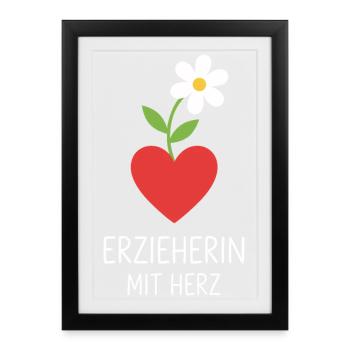 Educator with heart - Framed poster (27 × 37 cm) - black - Front