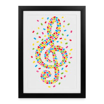 Musique de confettis de carnaval de Clef - Affiche encadrée (27 × 37 cm) - noir - Devant
