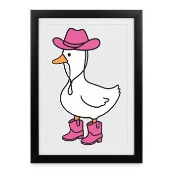 Bottes roses en look cowboy - Affiche encadrée (27 × 37 cm) - noir - Devant