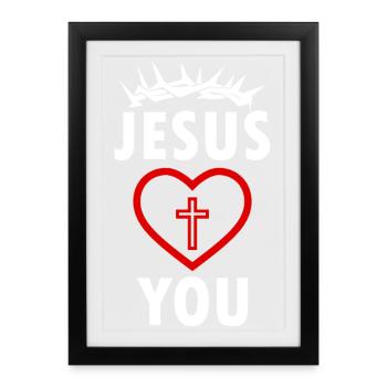 Jésus t’aime - Affiche encadrée (27 × 37 cm) - noir - Devant