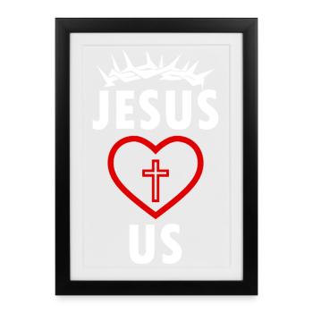 JESUS LOVES US - Framed poster (27 × 37 cm) - black - Front